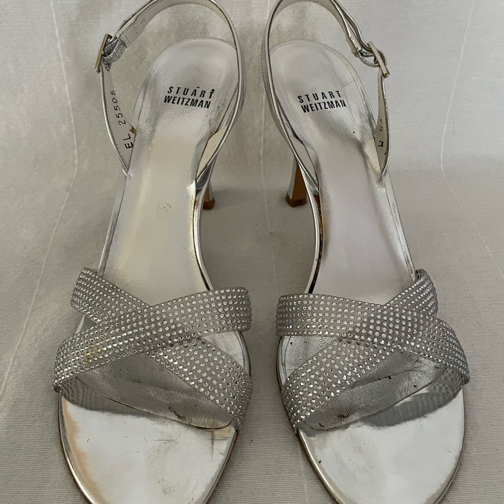 Silver Rhinestone Strappy Heels - Picture 5 of 9